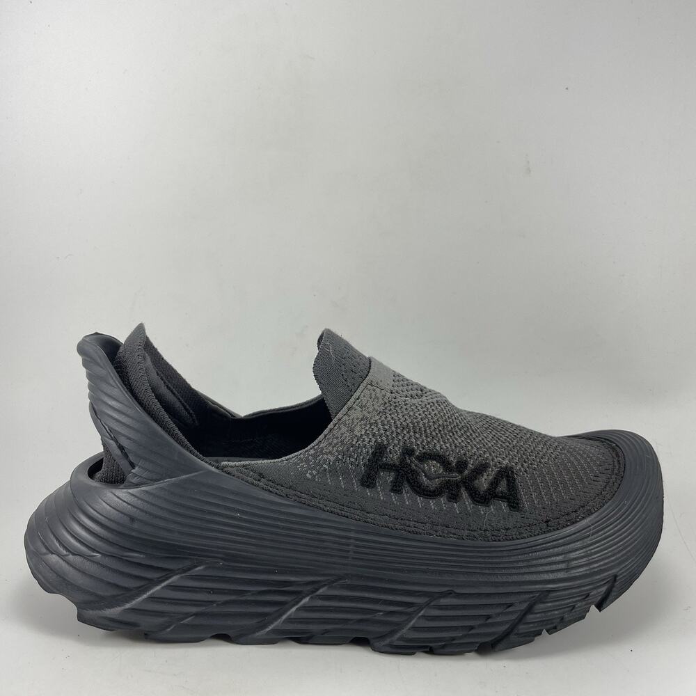 HOKA Restore TC Black Recovery Slip On Sneakers Mens Size 9 Comfort Knit